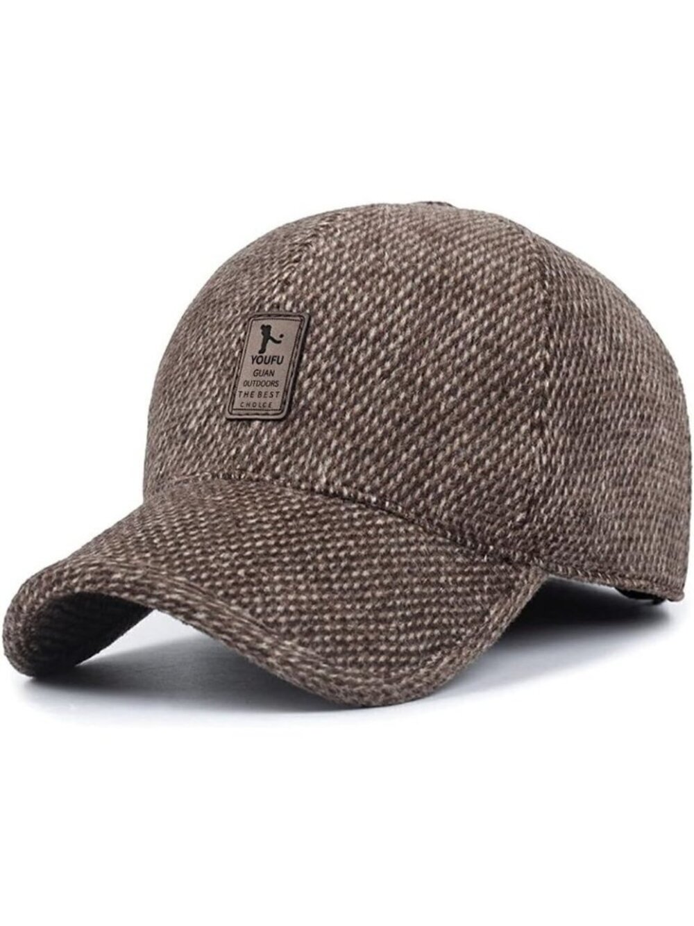 Men's Winter Warm Wool Woolen Tweed Peaked Baseball Cap Hat Fold Earmuffs Warmer